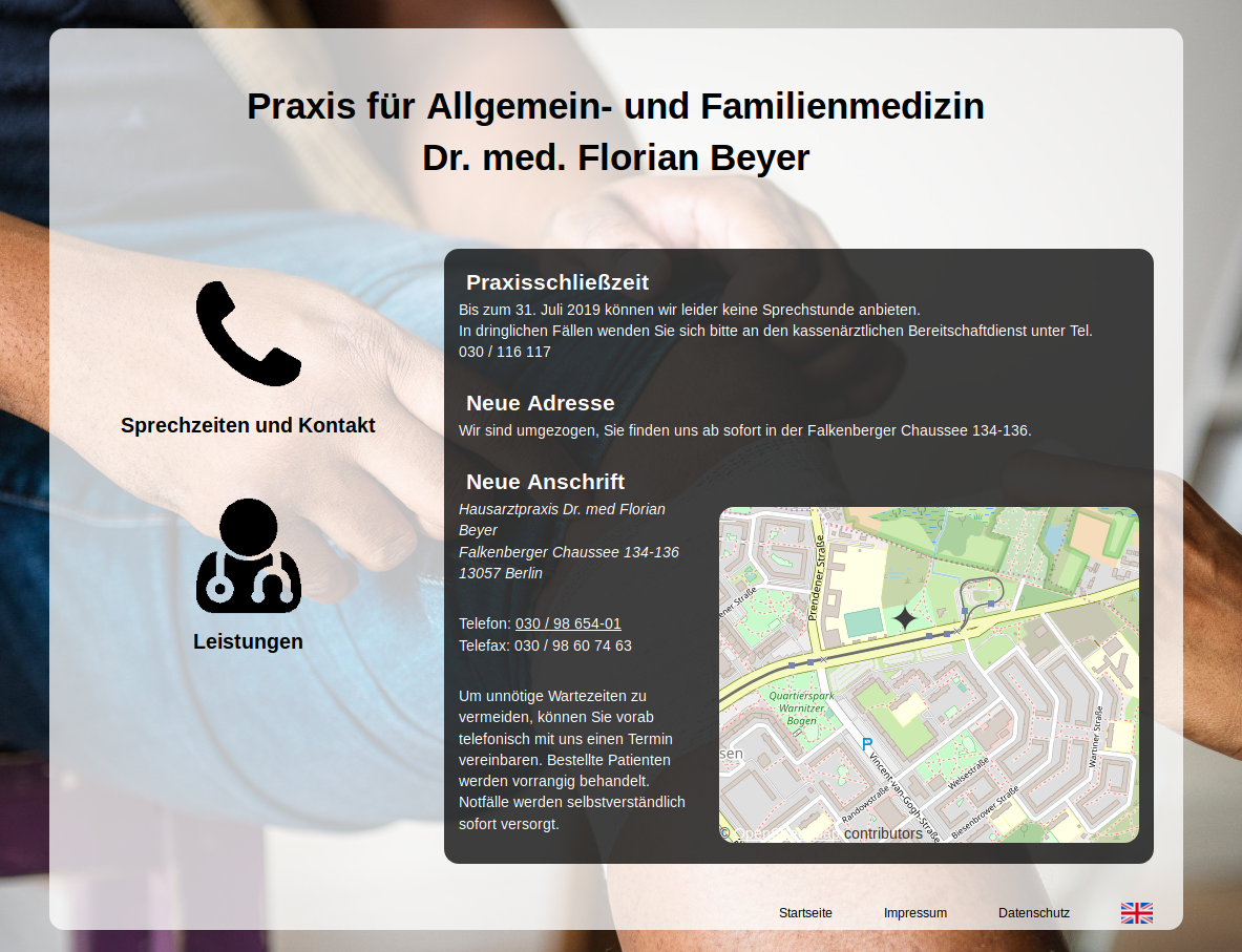 Screenshot der Webseite praxisq1.de
